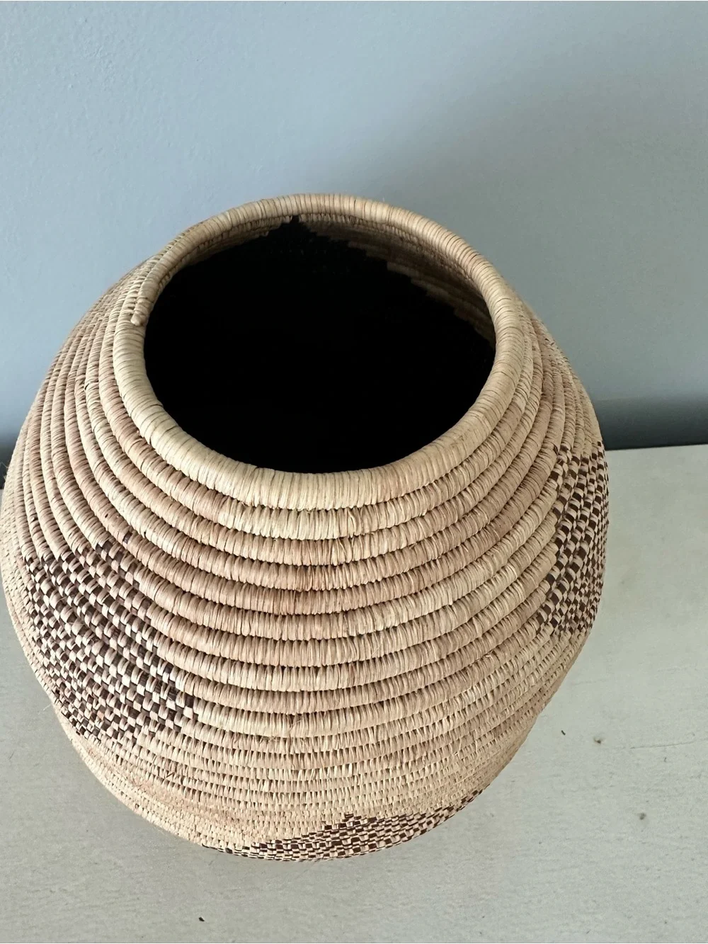Africa African handmade woven basket brown large boho decor